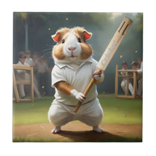 Guinea Pig Cricketer: Dressed In Whites Ceramic Tile