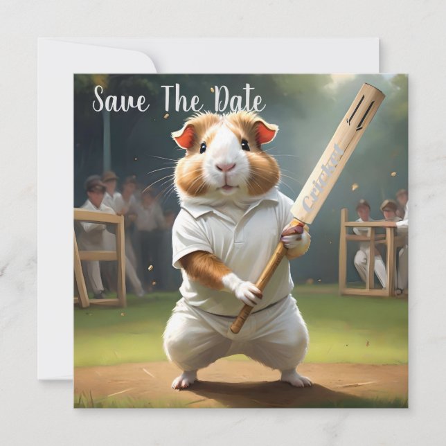 Guinea Pig Cricketer: Dressed In Whites Save The Date (Front)