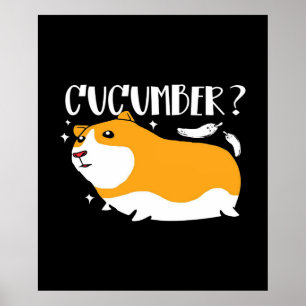 Guinea Pig Cucumber   Cute Guinea Pig   Cool Pet Poster