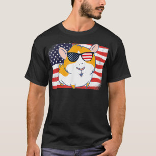 Guinea Pig Dad  Mum American Flag 4th of July USA  T-Shirt