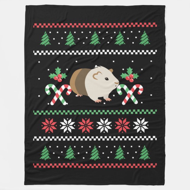 Guinea pig Dad ugly Christmas Fleece Blanket (Front)