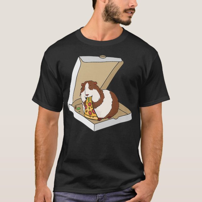 Guinea Pig Eating Pizza Funny Pet Owner Gift Premi T-Shirt (Front)