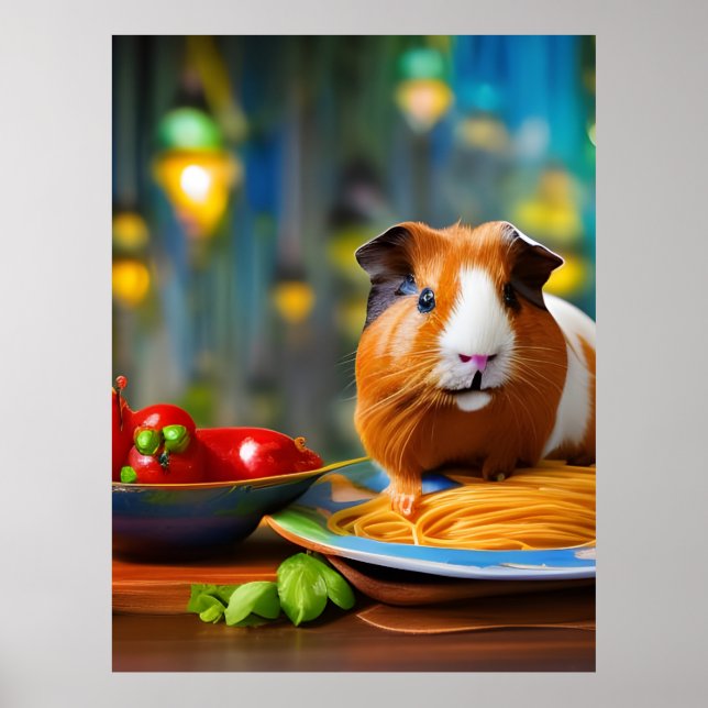 Guinea Pig Eating Spaghetti Poster (Front)