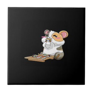 Guinea Pig Eating Sushika   Guinea Pig Kawaii Ceramic Tile