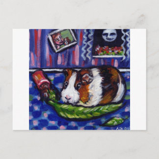 Guinea pig eats mum's plant postcard