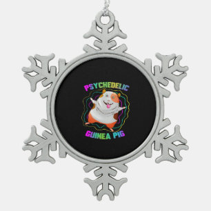 Guinea Pig EDM Party Pet   Colourful Guinea Pig Snowflake Pewter Christmas Ornament