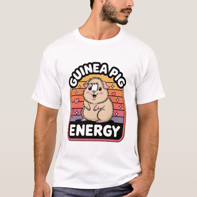 Guinea Pig Energy Cute Retro Cavy Lover Design T-Shirt (Front)