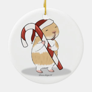 Guinea pig enjoying a hot drink ceramic ornament