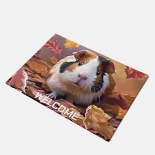 Guinea Pig & Falling Autumn Leaves  Doormat