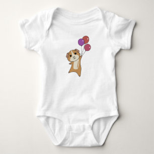 Guinea Pig Flies With Balloons Cute Animals Baby Bodysuit