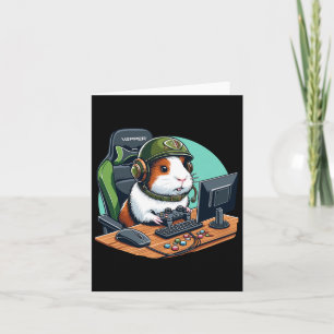 Guinea Pig Gamer Playing Video Game Wildlife Anima Card