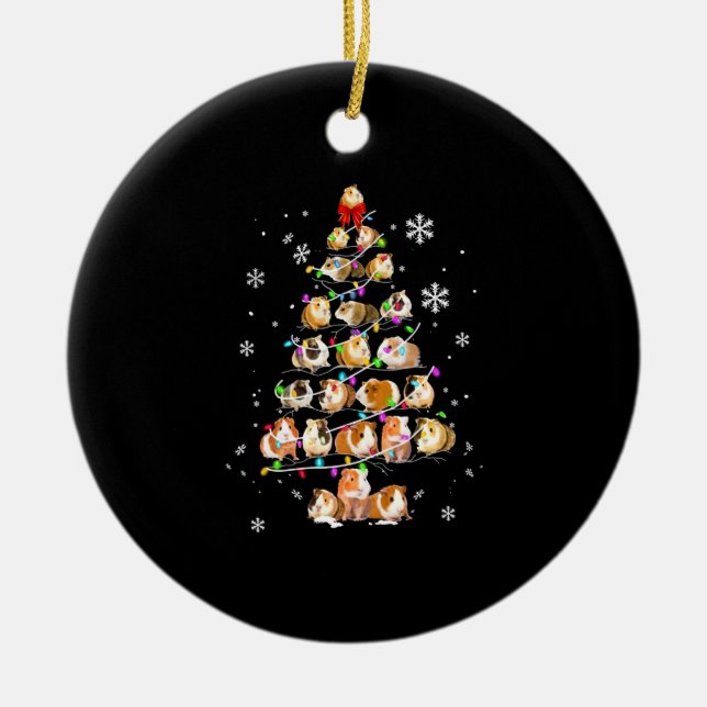 Guinea Pig Gift | Merry Christmas Guinea Pig Ceramic Ornament (Front)