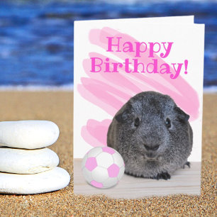 Guinea Pig Girly Pink White Soccer Ball Custom Card