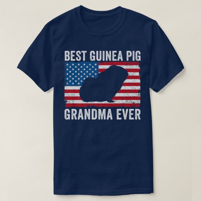 Guinea Pig Grandma American Flag Funny Guinea Pig  T-Shirt (Design Front)