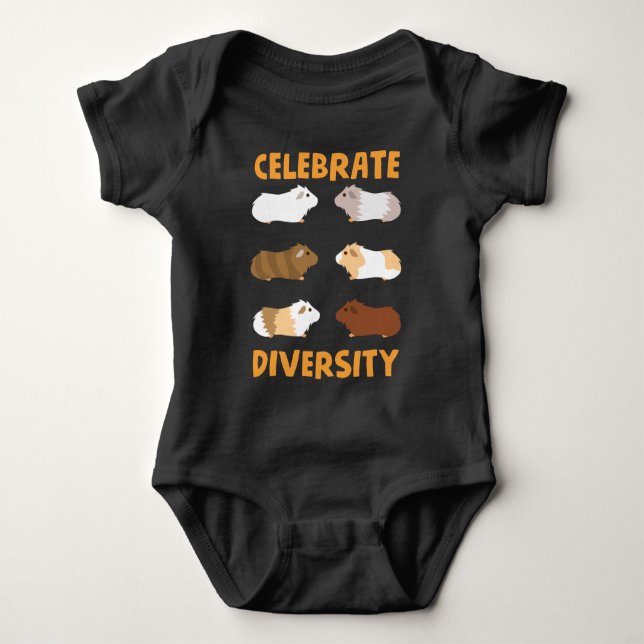 Guinea Pig Graphic Celebrate Diversity Cute Pets Baby Bodysuit (Front)
