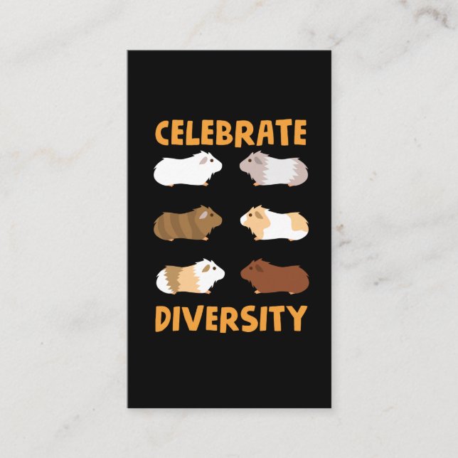 Guinea Pig Graphic Celebrate Diversity Cute Pets Business Card (Front)