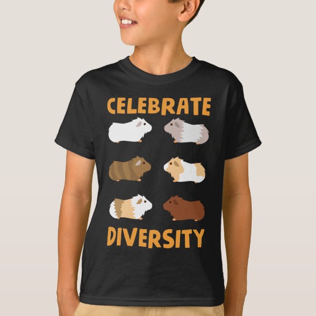 Guinea Pig Graphic Celebrate Diversity Cute Pets T-Shirt (Front)