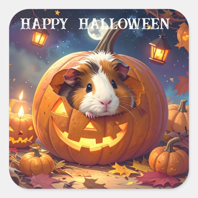 Guinea Pig Halloween Square Sticker (Front)