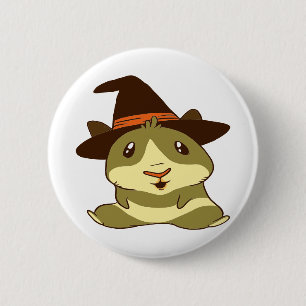 Guinea Pig Halloween Witch 6 Cm Round Badge