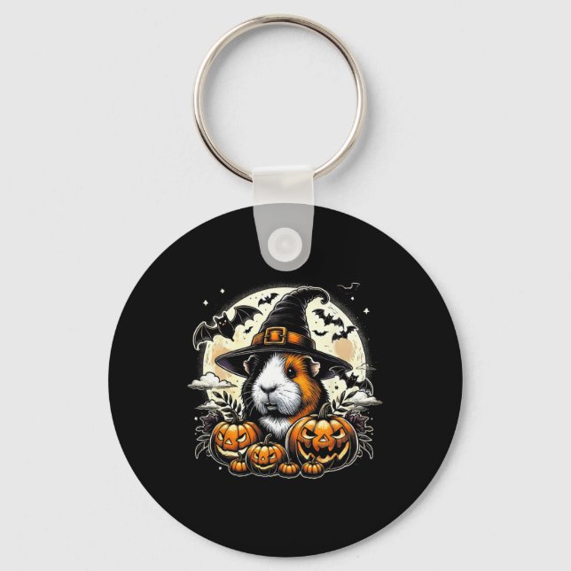Guinea Pig Halloween Witch Art  Key Ring (Front)