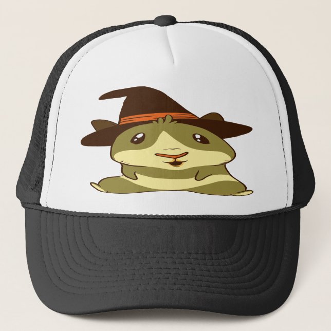 Guinea Pig Halloween Witch Trucker Hat (Front)