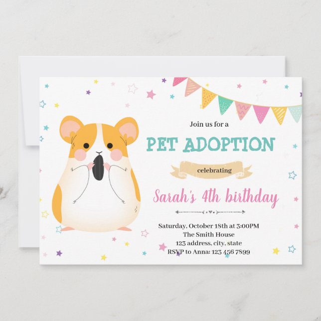 Guinea pig hamster pet invitation (Front)