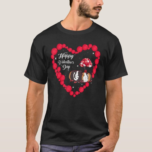 Guinea Pig Happy Valentine's Day Heart Balloons T-Shirt (Front)