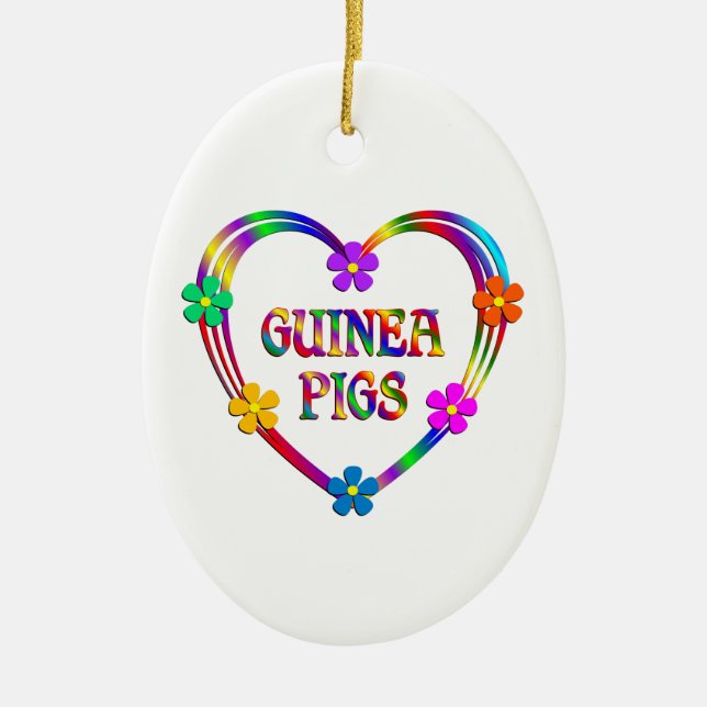 Guinea Pig Heart Ceramic Tree Decoration (Front)