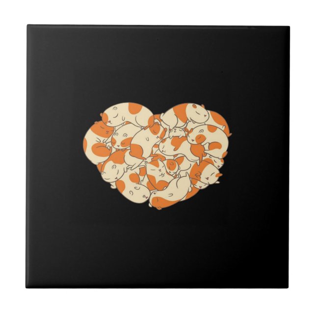 Guinea Pig Heart Love | Cute Baby Guinea Pig Ceramic Tile (Front)