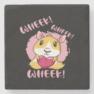 Guinea Pig Heart Wheek   Cute Baby Pet Lover Stone Coaster