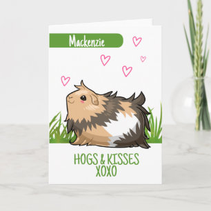 Guinea Pig Hogs and Kisses personalised Valentines Holiday Card