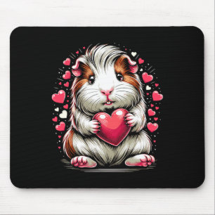 Guinea Pig Holding Heart Valentine's Day Cute Vale Mouse Pad