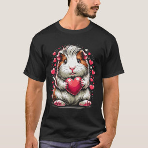 Guinea Pig Holding Heart Valentine's Day Cute Vale T-Shirt