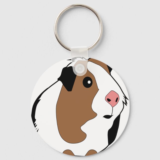 Guinea Pig Illustration Key Ring (Front)