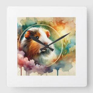 Guinea Pig in a Serene Meadow 160724AREF260 - Wate Square Wall Clock