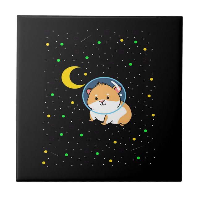 Guinea Pig In Space | Cute Astronomy Guinea Pig Ceramic Tile (Front)