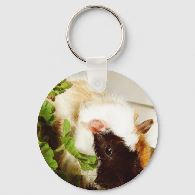 Guinea Pig in the Flowers Key Ring (Front)