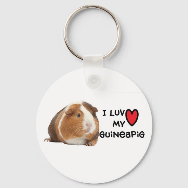 Guinea Pig Keychain "I love my Guinea Pig" (Front)