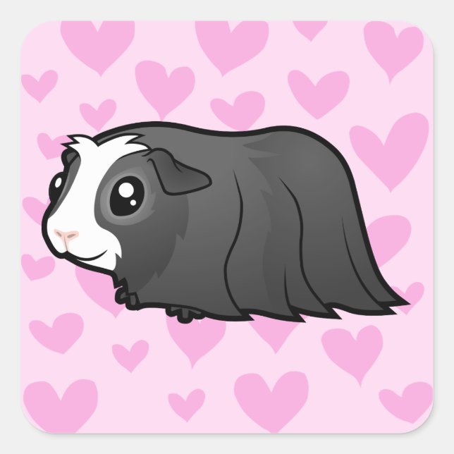 Guinea Pig Love (long hair) Square Sticker (Front)