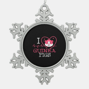 Guinea Pig Love Rodent   Heartbeat Guinea Pig Snowflake Pewter Christmas Ornament