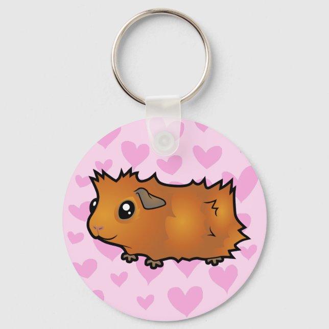 Guinea Pig Love (scruffy) Key Ring (Front)