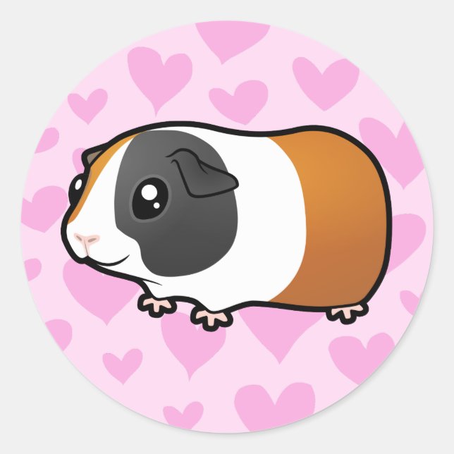 Guinea Pig Love (smooth hair) Classic Round Sticker (Front)