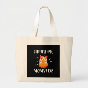 Guinea Pig Momster Pumpkin Monster Funny Halloween Large Tote Bag