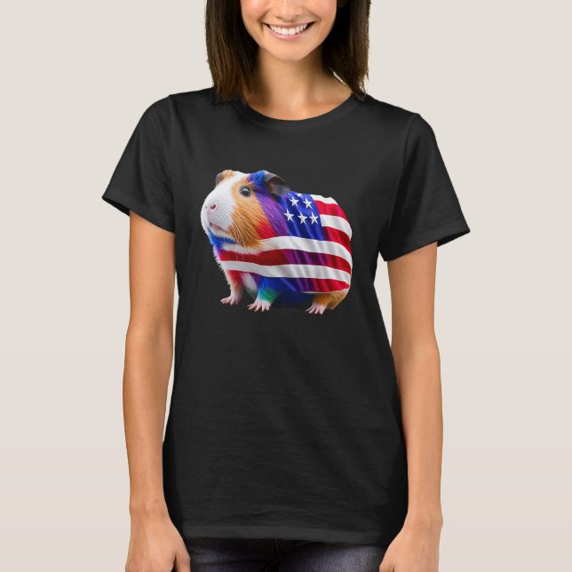 Guinea Pig Mum Dad Funny Piggy 4th July T-Shirt (Front)