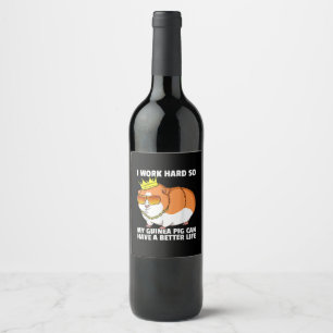 Guinea Pig Mum Dad Piggies Costume Owner Cute Wine Label