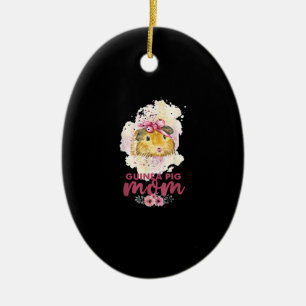 Guinea Pig Mum Floral Mors Day And Christmas Gift Ceramic Ornament
