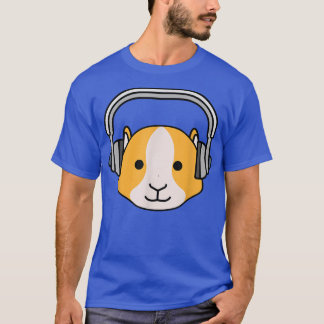 Guinea Pig Music Funny Hamster Headphones DJ Cool  T-Shirt