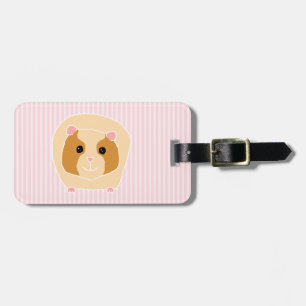 Guinea Pig, on light pink stripes. Luggage Tag