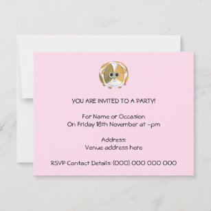 Guinea Pig on Pink. Invitation