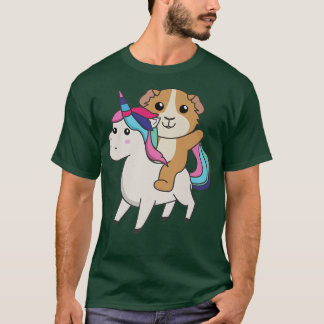 Guinea Pig On Unicorn Rainbow Cute Guinea Pig T-Shirt
